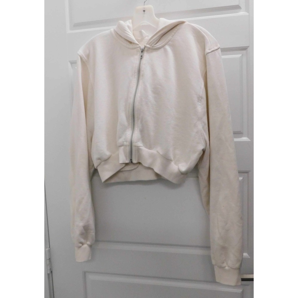 Alo Yoga Sweet Escape Cropped Zipper Hoodie in White Size Medium